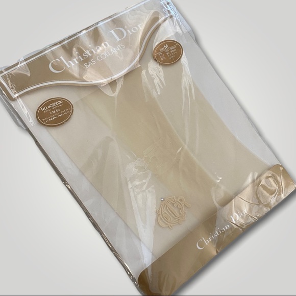 Vintage Christian Dior Ivory Logo Tights - Picture 2 of 5